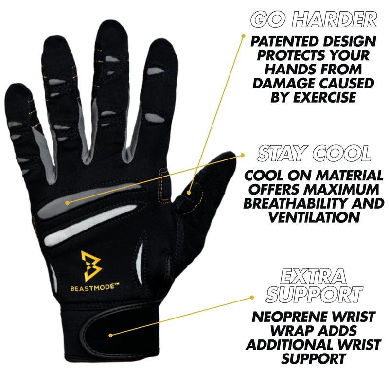 Bionic The Official Glove of Marshawn Lynch Gloves Beast Mode Women's Full Finger Fitness/Lifting Gloves w/Natural Fit Technology, Black (Pair)â€¦ (X-Large) - Image 2